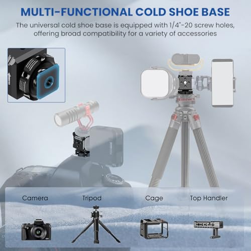 Image of ZORBES Triple Hot Shoe Mount Bracket with 1 /4 inch Thread, Aluminum Alloy Camera Accessory Holder, 3-Way Cold /Hot Shoe Adapter for Flash, Microphone & LED Light