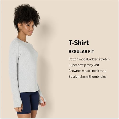 Amazon Essentials Women's Active Soft Cotton Regular Fit Crewneck Long Sleeve Lightweight Yoga Workout T-Shirt2