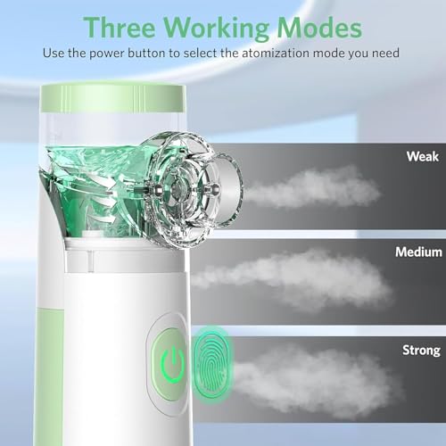Image of Portable Mesh Nebulizer Machine for Adults & Kids | Silent Handheld Inhaler | Ultra-Fine Mist Vaporizer for Cough, Asthma | Home Travel Use | USB & Battery Operated
