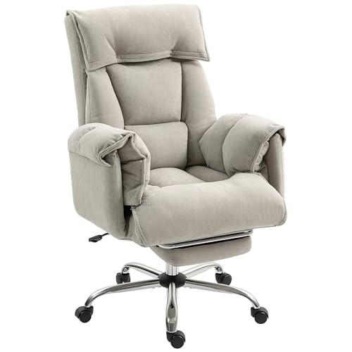 HOMCOM Executive Office Chair Comfy with Foot Rest, Reclining Swivel Computer Desk Chair with High...