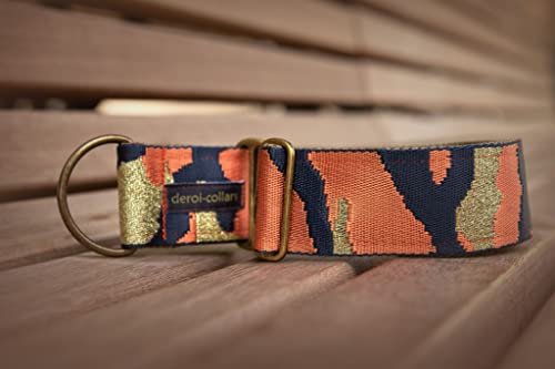 Zugstopp Halsband mit Polsterung, Martingale, gepolstert, 5 cm breit, Trainingshalsband, verstellbar (bis 44cm Hals- 50cm Kopfumfang inkl 6cm Zugstopp, Metallteile: Messing)