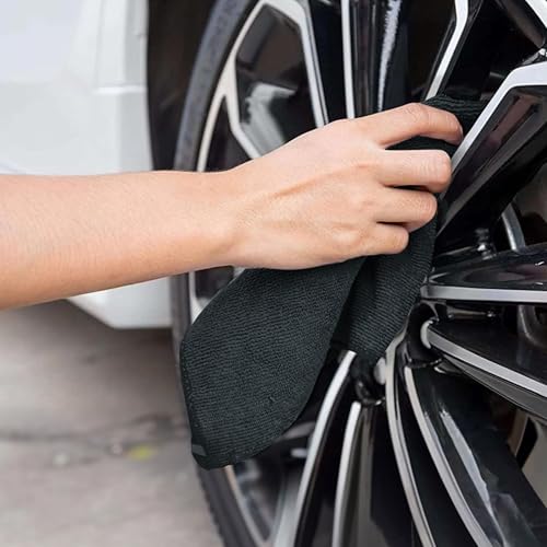 Image of 400 GSM Microfiber Cloth for Car Drying (Pack of 2) - 60x40cm Car Cleaning Cloth Superior Softness, Super Water Absorbent Towel for Car, Bike and Household Cleaning - Black
