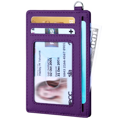 Image of Mayski Slim Wallet, Credit Card Holder for Women, Minimalist Front Pocket RFID Blocking Card Cases, Small Wallet Women Men(Cross Deep Purple)