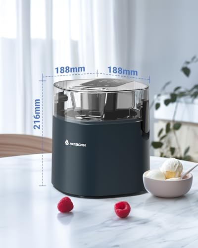 AAOBOSI Eismaschine,Automatische Eismaschine,1,5L Doppelt isolierte Gefrierschale,Gelato,Sorbet,Frozen Yogurt Maker,Hausgemachtes Softeis,Timer – Bild 7