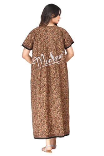 Image of Monique Brand 100% Pure Cotton Nighty for Woman | Floral Gown for Women Night Wear | Cotton Nighty for Women Stylish | Maxi for Women Cotton