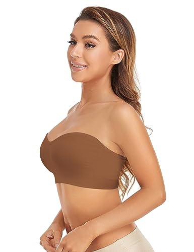 Image of Lusait Strapless Bra for Women Non-Slip Silicone Padded Bandeau Bra Wireless Tube Top Bralette