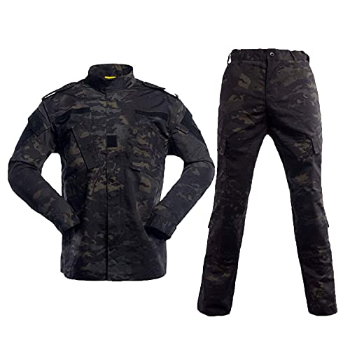 LANBAOSI Men’s Tactical Jacket and Pants Military Hunting ACU Uniform 2PC Apparel Suit