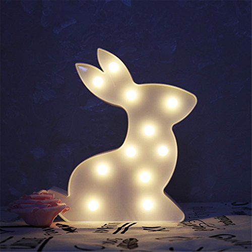 OAMORE Dulce LED Unicornio Iluminación infantil nocturna Luces nocturnas Luces de estado de ánimo Lámparas Enfermería Cuarto del bebé Decoración Luces de escritorio (Rabbit-white)
