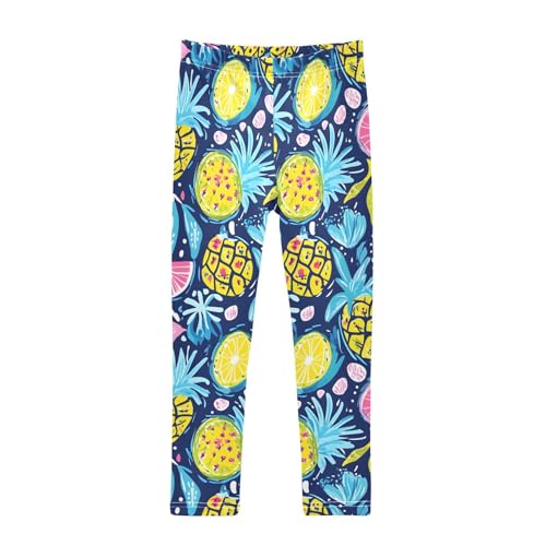 ALAZA Girls' Leggings Children's Yoga Pants Skinny Printed Dance Pineapple Fruits Comfortable 4T