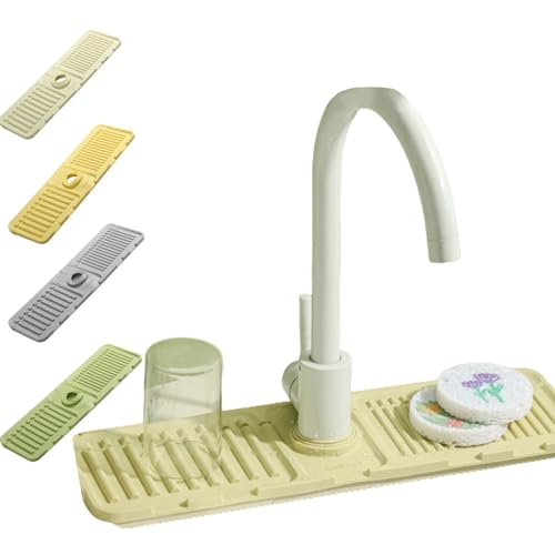 蛇口用シリコーン水切りマット、蛇口防滴ドレンパッド 蛇口排水マット 蛇口水切りマット シリコーン 水切りマット 防水 滑り止め 折りたたみ式 収納便利 カスタマイズされた口径 多機能 カウンタートップ 台所 バスルーム 洗面台 キッチン用品 家庭用 (ベー