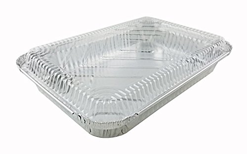 Handi-Foil 4 lb. Oblong Aluminum Entrée Take-Out Pan w/Clear Dome Lid 50 Sets