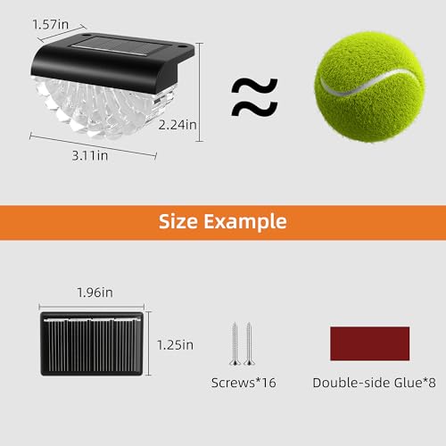 Solar Fence Lights, 6 Pack Shell Style Solar Lights Outdoor Garden, Warm White, Waterproof, 2 Installation Ways, Outdoor Lights Solar Powered for Steps, Pathway, Fence & Wall - Image 6