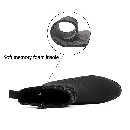 VJH confort Women's Mid Calf Boots, Almond Round Toe Low Heel Comfort Dress Slouchy Booties3