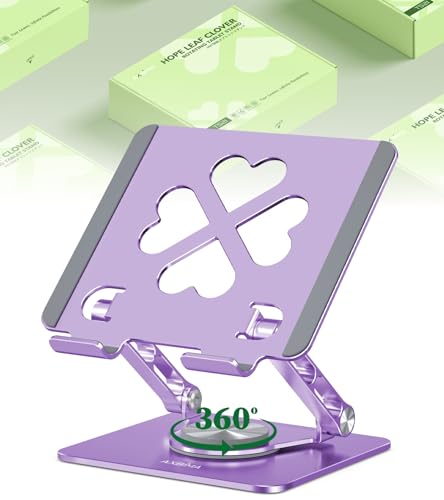 Image of Tablet Stand for iPad,360 Rotating Desktop Holder - Aluminum Adjustable & Foldable Desk Holder for iPad Pro 12.9 /11,Air 10.9,Samsung Tab S9,Portable Home /Office,Gift for Adults,Teens (Purple)