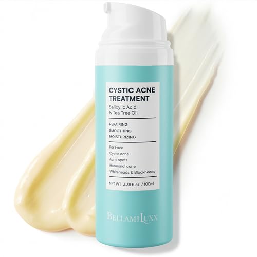 BellamiLuxx Cystic Acne Treatment for Face: Hormonal Acne Treatment Cream for Teens & Adults - Salicylic Acid & Tea Tree Oil Pimple Spot Remover - Anti-Acne Moisturizer Reduces Redness, Blemishes