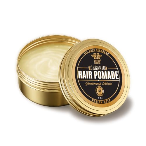 CRIUS COSMETICS Hair Pomade for Men - Certified Organic Pomade with Vegan Ingredients (Chronos And Creed), Natural Hair Balm for Strong Hold & Scalp Care (2 Fl...