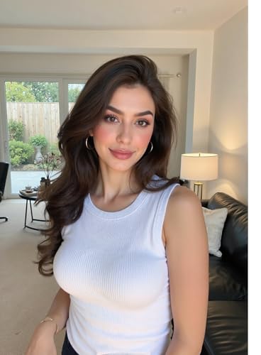 Women Slim Fit Ribbed Racerback Tank Top Sleeveless High Neck Summer Casual Shirt Clothes4