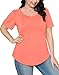 Short Sleeve T Shirts for Women Oversized Summer Tops Fashion Pleating Beach Vacation Clothes Plus Size Women's Clothing Coral XL