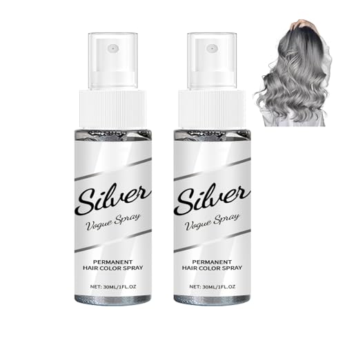 2PCS Silver Permanent Hair Color Spray for Fashionable Hair Color, Long-Lasting Nourishing