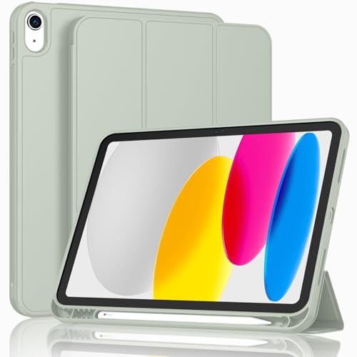 Image of ToaPoia Case for iPad (A16) 11 Inch 2025 /iPad 10th Generation 10.9 Inch 2022, Slim Trifold Stand Protective Cover with Pencil Holder and Soft TPU Back,Support Auto Sleep /Wake (Sega Green)