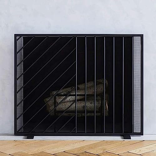 Rejilla de protección contra chispas de panel independiente negro de 38 x 30 pulgadas para hogar 4