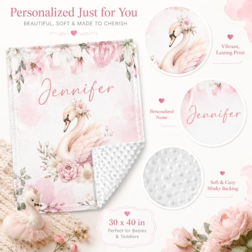 Image of Personalized Baby Blanket for Girls, Custom Nursery Blanket with Name, 30 x 40 Inch Soft Minky Blanket for Baby Toddlers, Newborn Print 08