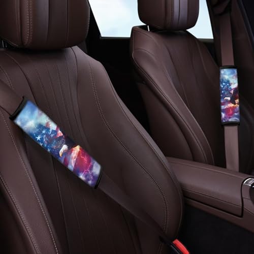 Image of AFPANQZ 3D Eagle Flag Auto Seat Belt Covers for Adults Children 2 Pack Safety Seatbelt Pad Cushion Kit Universal Daiper Bag Backpack Shoulder Straps Pads Comfortable Universal