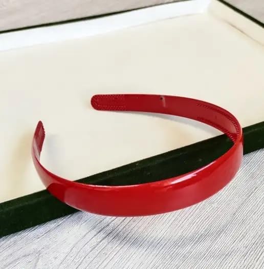 Headbands for Women 1 Inch Fancy Hair bands Plastic Hard Headband with Teeth Headband for Women and Girls Fashion Plastic Hard Head Band Solid Colors (Glossy Red, 2pc)-image-45
