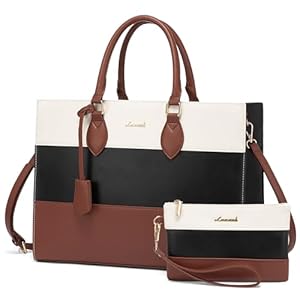 LOVEVOOK Laptop Bags 15.6 Inch for Women, Ladies Work Tote Bag for Office Business School Uni, Large Totes Handbags PU Leather, Womens Waterproof Shoulder Bag with Adjustable Straps & Purse