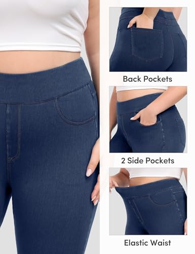 IUGA Plus Size Jeans Stretchy Jeans High Waisted Jeggings for Women Tummy Control Pull on Skinny Jean Leggings Trendy Casual3