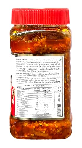 Image of 9AM Mixed Pickle 450gm (Pack of 1) | Homemade Achaar | No Added Preservatives & Additives | Chatpata Achar | Ready to Eat | Mixed Pickles with Storage Jar