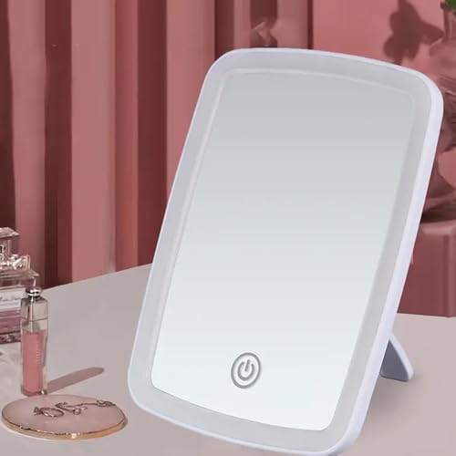 Espejo de maquillaje portátil con luces y pantalla táctil miniatura 4