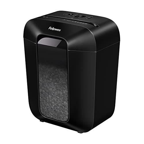 Fellowes Paper Shredder for Home Office Use, 8 Sheet Mini Cut, Deskside Shredders with 17 Litre Bin and Safety Lock, Powershred LX41 Advanced Security P4 – Black