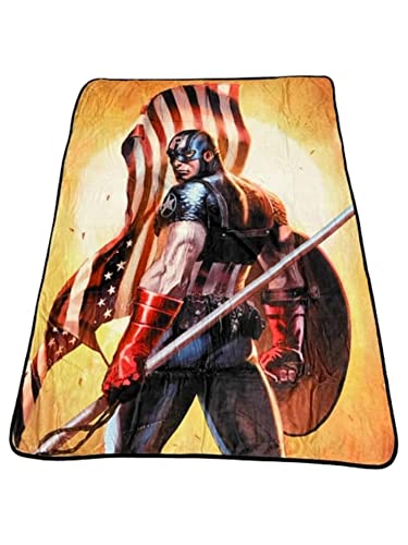 Marvel Captain America Flag Fleece Softest Throw Blanket| Measures 60 X 45 Inches #TOP7