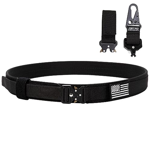 DBTAC Tactical Gun Belt 2-Ply 1.5” for Concealed Carry, Heavy Duty EDC Belt with Slim Profile Quick-Release Buckle (XL)