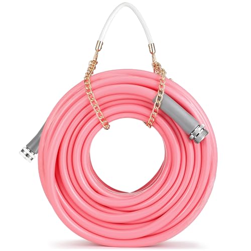 Widecook 50 ft 1/2 Inch Pink Garden Hose Colors Garden Hose for Any Nozzle Drinking Water Safe Personalized Color for Outdoor Living