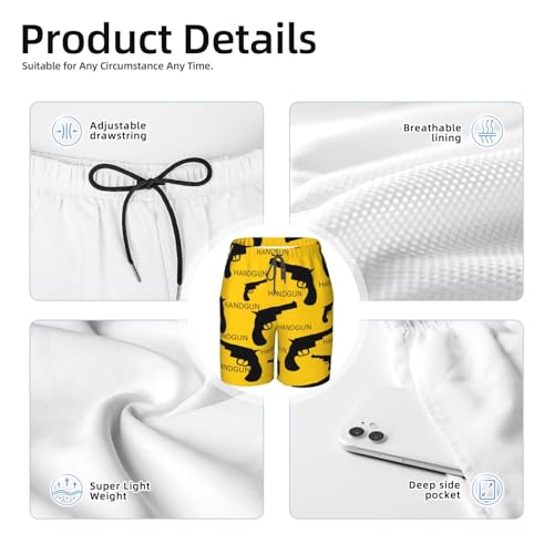Boys Swim Trunks Fashion Handgun Gun Yellow Kids Swim Shorts Quick Dry Beach Board Pocket4
