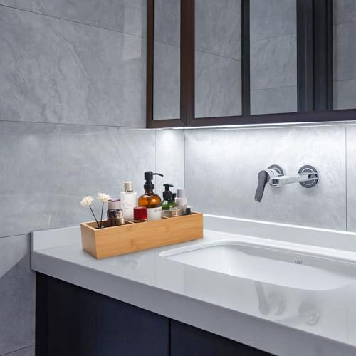 Panier de salle de bain en bambou avec 3 compartiments de rangement - 7