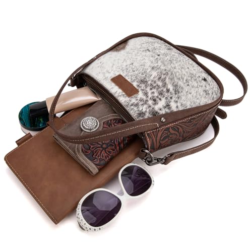 Montana West Wrangler Cowhide Small Tote Purse & Small Bifold Wallet Set3
