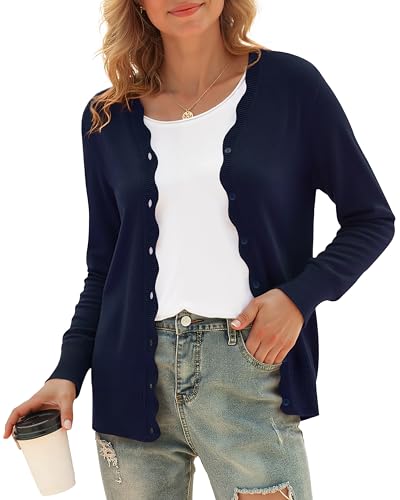 VIISHOW Long Sleeve Cardigan Sweaters for Women Trendy Lightweight Cardigans V Neck Button Up Knit Casual Shrugs