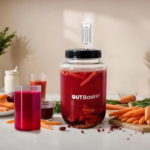 Image of Gutbasket Kanji Jar Kit | 4L Glass Jar with Airlock, Grommet Lid, Recipe Book & Sea Salt | Perfect for Kanji & Gut Health