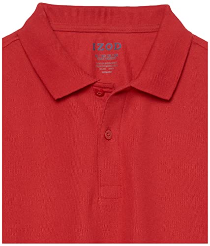 Image of IZOD Boys' School Uniform Short Sleeve Polo Shirt, Button Closure, Comfortable & Soft Pique Fabric