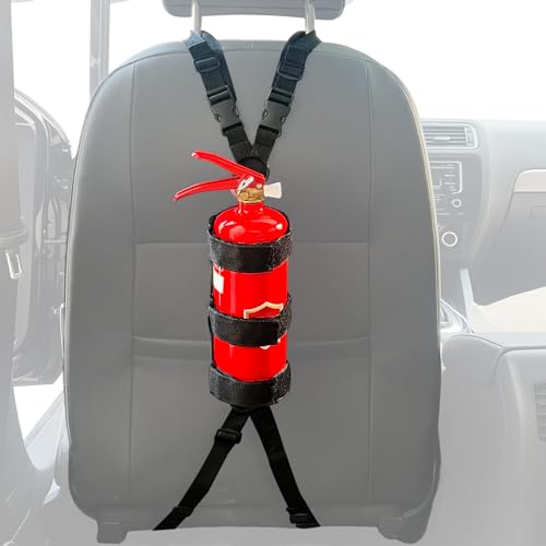 1 Pack Fire Extinguisher Car MountCar Seat Adjustable Fire Extinguisher Mount for Car Mount Strap for 2.5-3.3lb Extinguisher Holder Bracket Use for Universal Truck ATV Car & More Vehicle