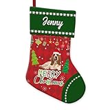 GABSHAIM Basset Hound Dog in Santa Hats Christmas Stockings Merry Christmas Snowflake Green Red Hanging Stockings Custom Xmas Decor for Fireplace BedHead 14.4 Inch 1 Pack Style 1