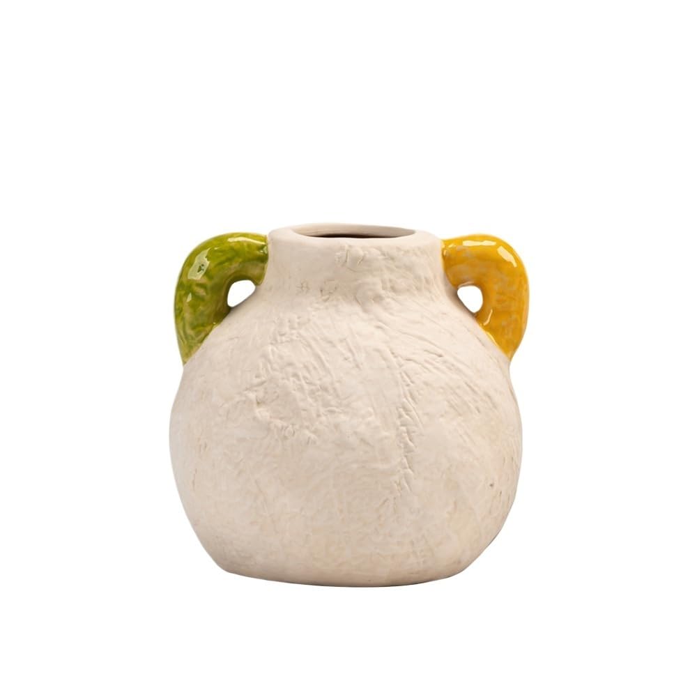 GFHTRELY Vase Earth-glazed Thin-mouthed Flower Inserts, Creative Ceramic Vases, Small Fresh Home Desktop Decorations Flower Vases(M)