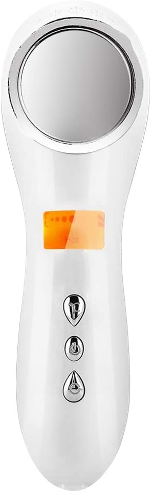Welocity Professional Ultrasonic Face Massager, Hot and Cool Skin Care Device, Portable Handheld Vibration Face Care Beauty Device Skin Calm Anti Wrinkle Promote Cream and Absorption (White)