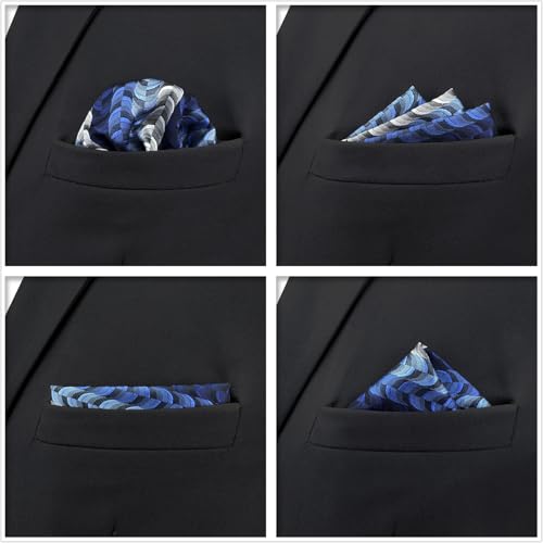 SHLAX&WING 5 Pieces Assorted Mens Silk Pocket Square Handkerchiefs Set 02