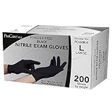 Disposable Black Nitrile Gloves Large, 200 Count -Heavy Duty 4 Mil Thick -Powder Free, Rubber Latex