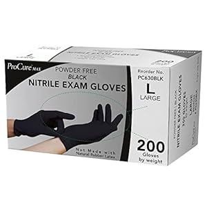 Disposable Black Nitrile Gloves Large, 200 Count -Heavy Duty 4 Mil Thick -Powder Free, Rubber Latex Free, Medical Exam Grade