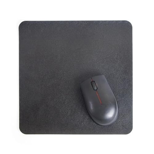 Image of Bellblock Mouse Pad | Computer Mouse Mat | Vegan PU Leather | Anti-Slip | Smooth Mouse Control | Spill-Resistant Surface | Blue & Tan | 22 x 22 cm (Pack of 1) (Black & Tan, Square)
